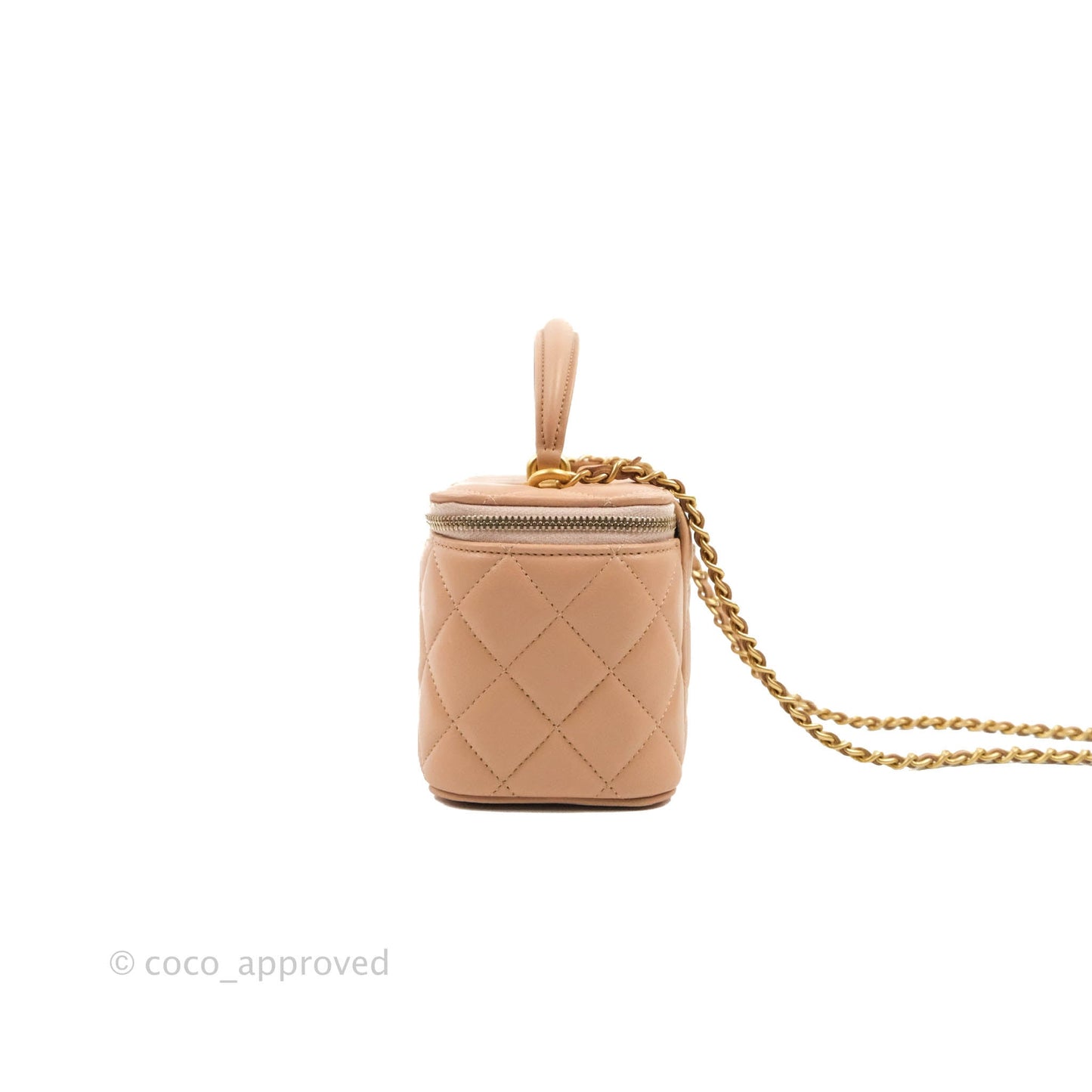 Chanel Vanity With Chain Beige Lambskin Aged Gold Hardware