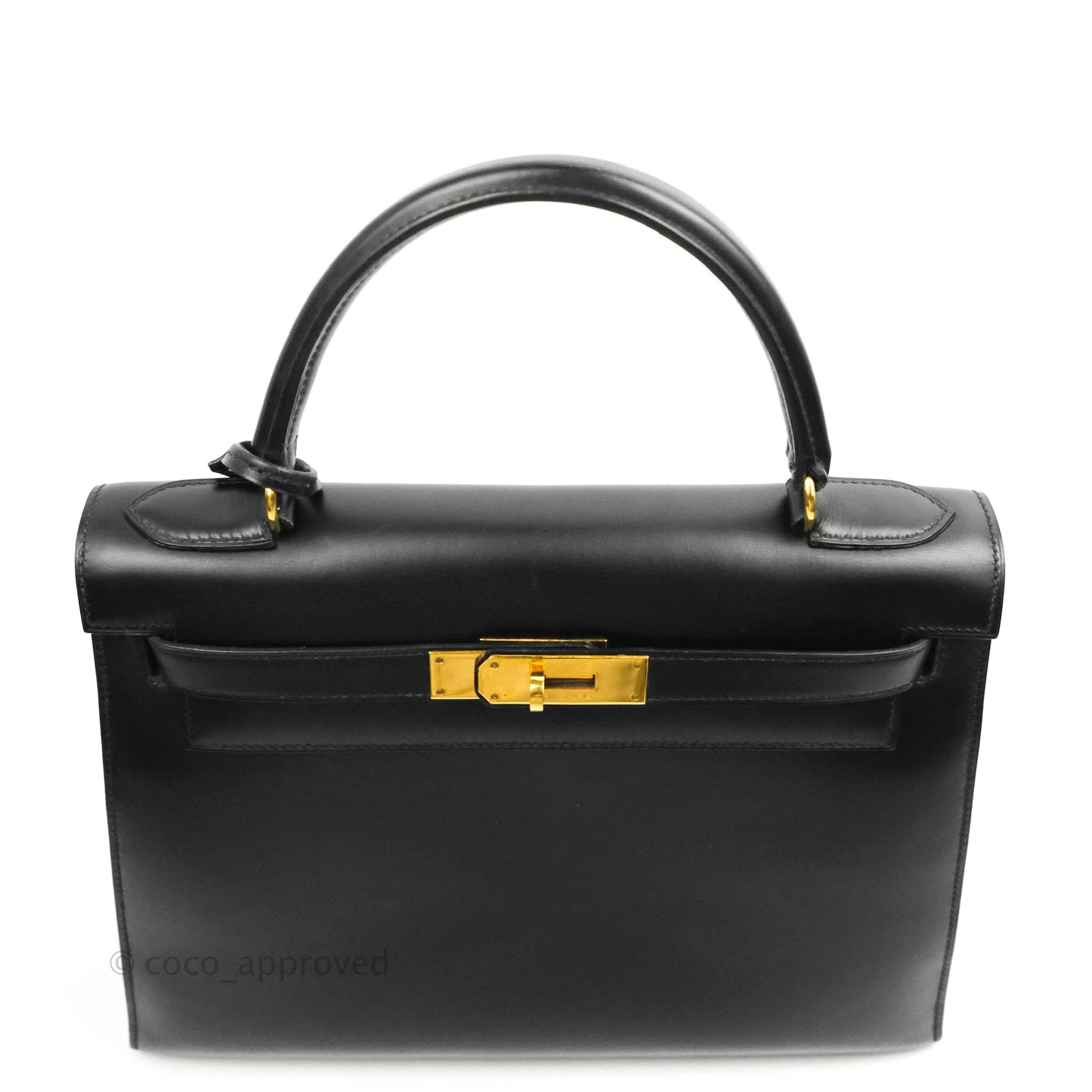 Hermès Kelly 28 Vintage Sellier Black Box Leather Gold Hardware