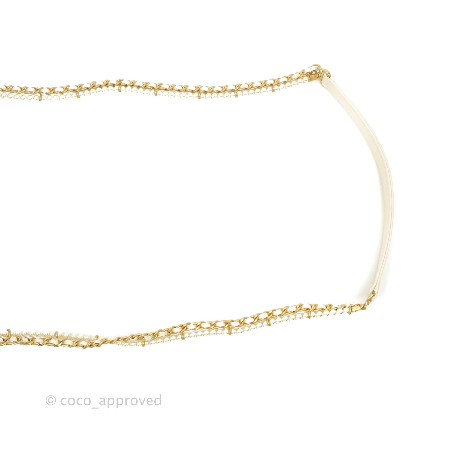 Chanel Mini Rectangular Crystal Pearls Chain Flap White Calfskin Aged Gold Hardware