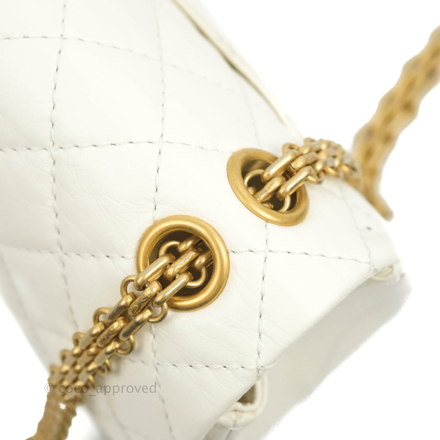Chanel Mini Reissue 224 White Aged Calfskin Gold Hardware