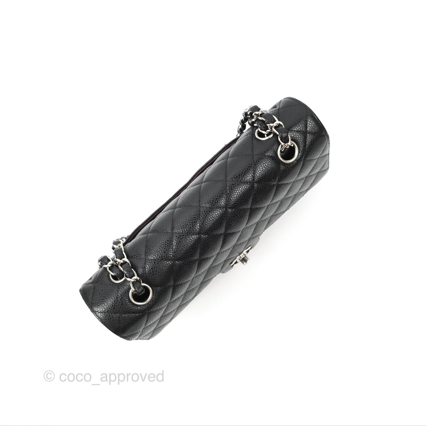 Chanel Classic M/L Medium Flap Quilted Black Caviar Silver Hardware