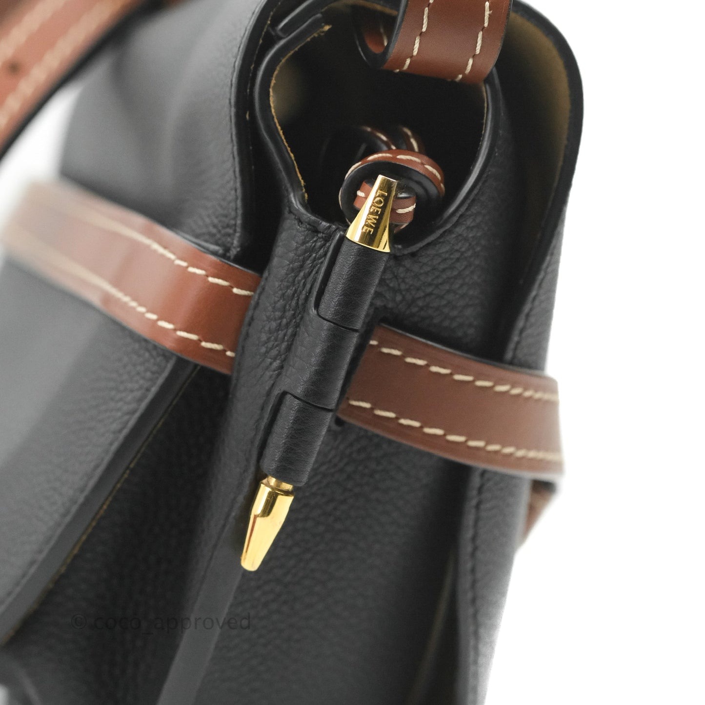 Loewe Small Gate Bag Black/Pecan Grained Calfskin