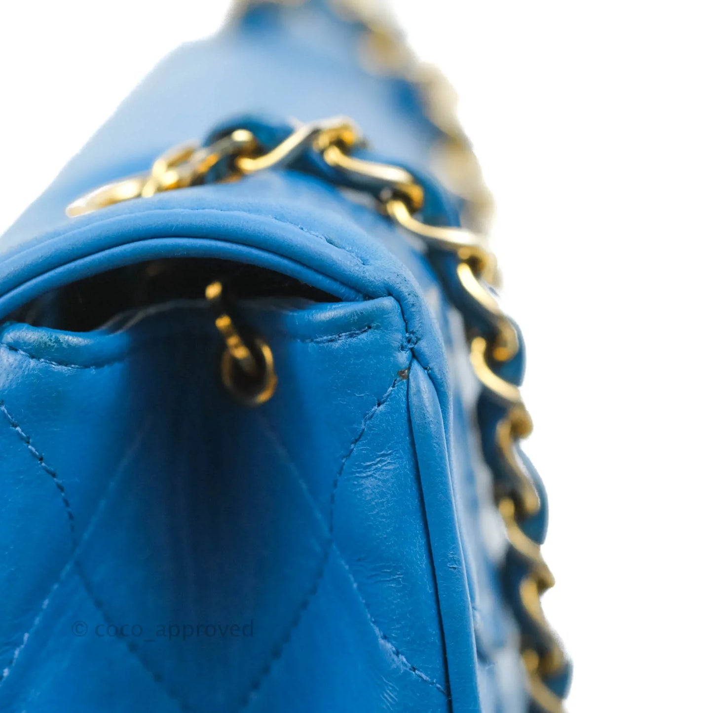 Chanel Vintage Trapezoid Flap Bag Blue Lambskin 24K Gold Hardware