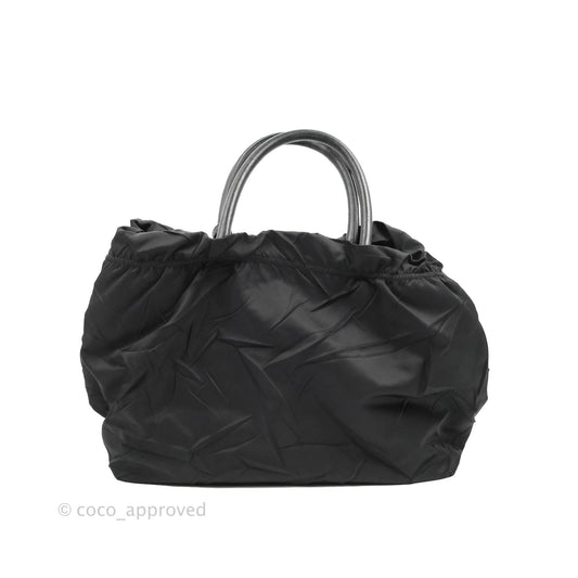 Prada Black Nylon Tassel Tote Bag Gold Hardware