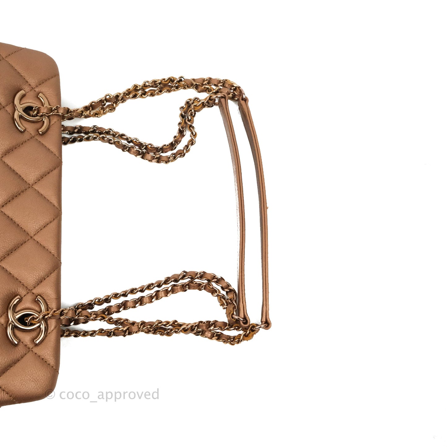 Chanel Iridescent Goatskin Quilted Small CC Eyelet Tote Copper Rose Gold
