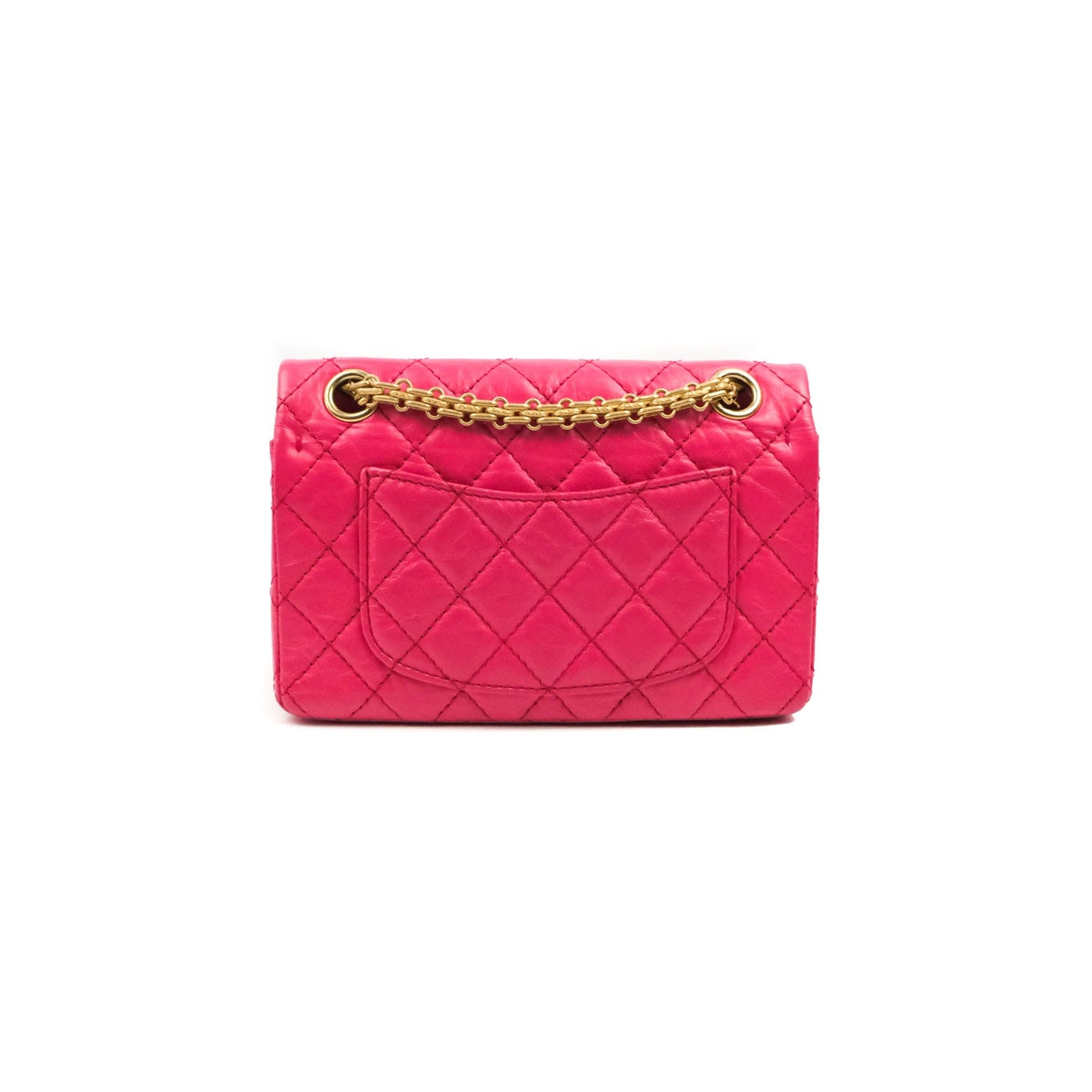 Chanel Mini Reissue 224 Fuschia Pink Aged Calfskin Aged Gold Hardware