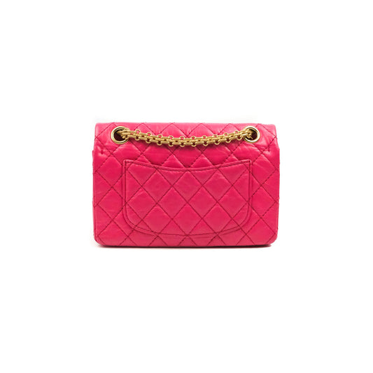 Chanel Mini Reissue 224 Fuschia Pink Aged Calfskin Aged Gold Hardware