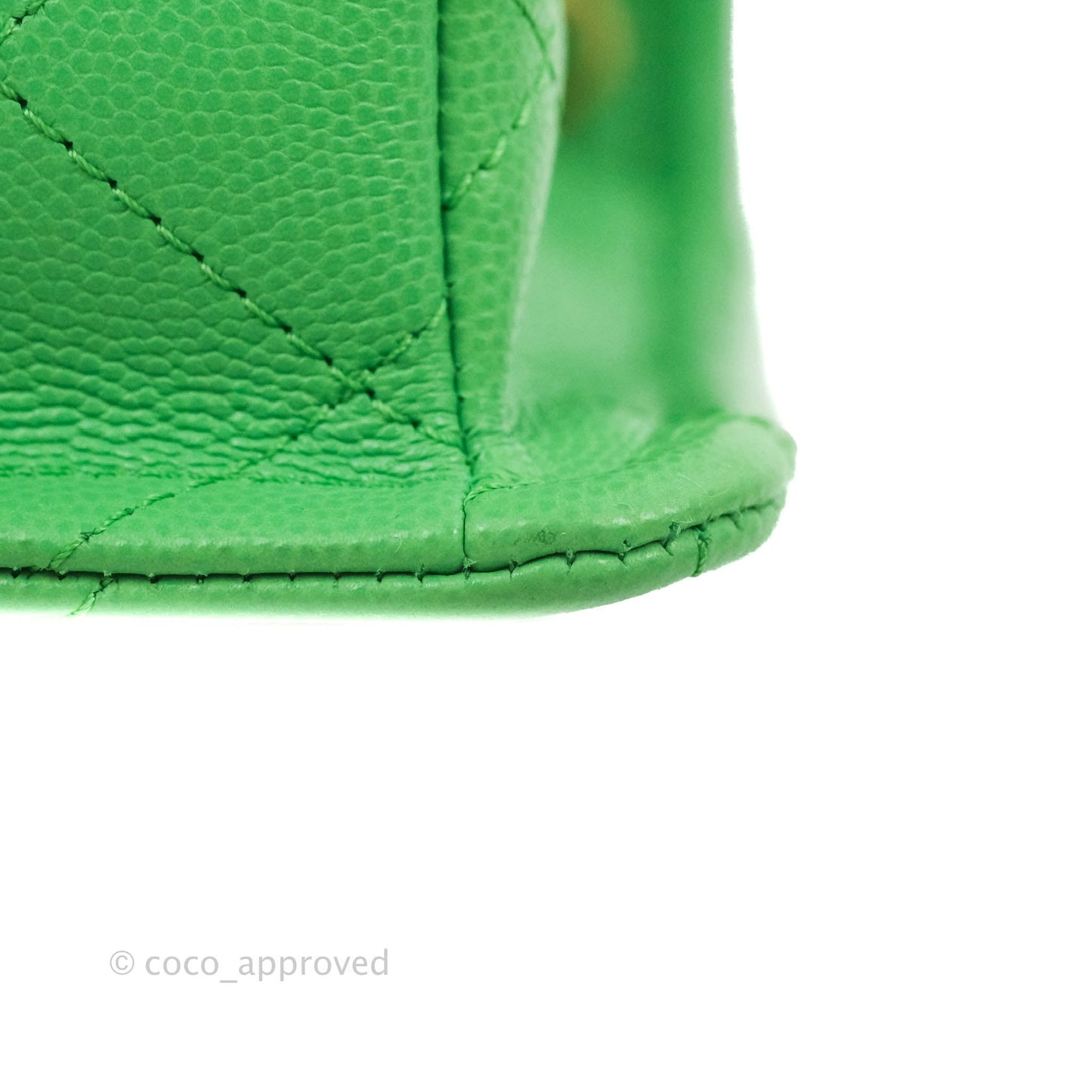 Chanel Mini Square Sweet Quilted Flap Green Caviar Aged Gold Hardware 21P