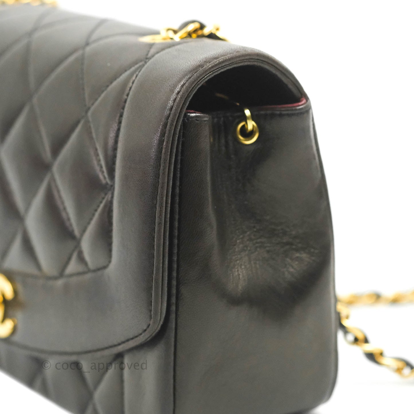 Chanel Vintage Small Quilted Classic Diana Flap Bag Black Lambskin 24K Gold Hardware