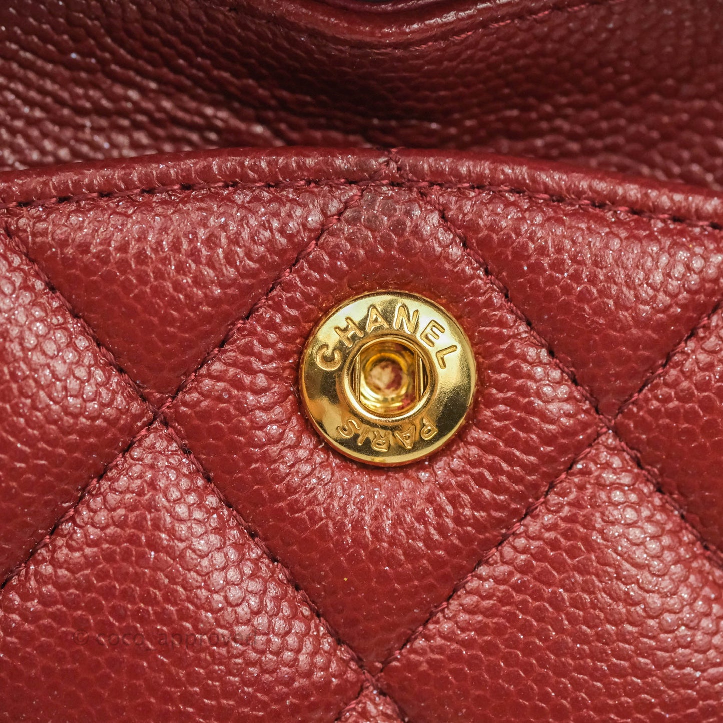 Chanel Small Classic Quilted Flap Iridescent Burgundy Caviar Aged Gold Hardware 18C