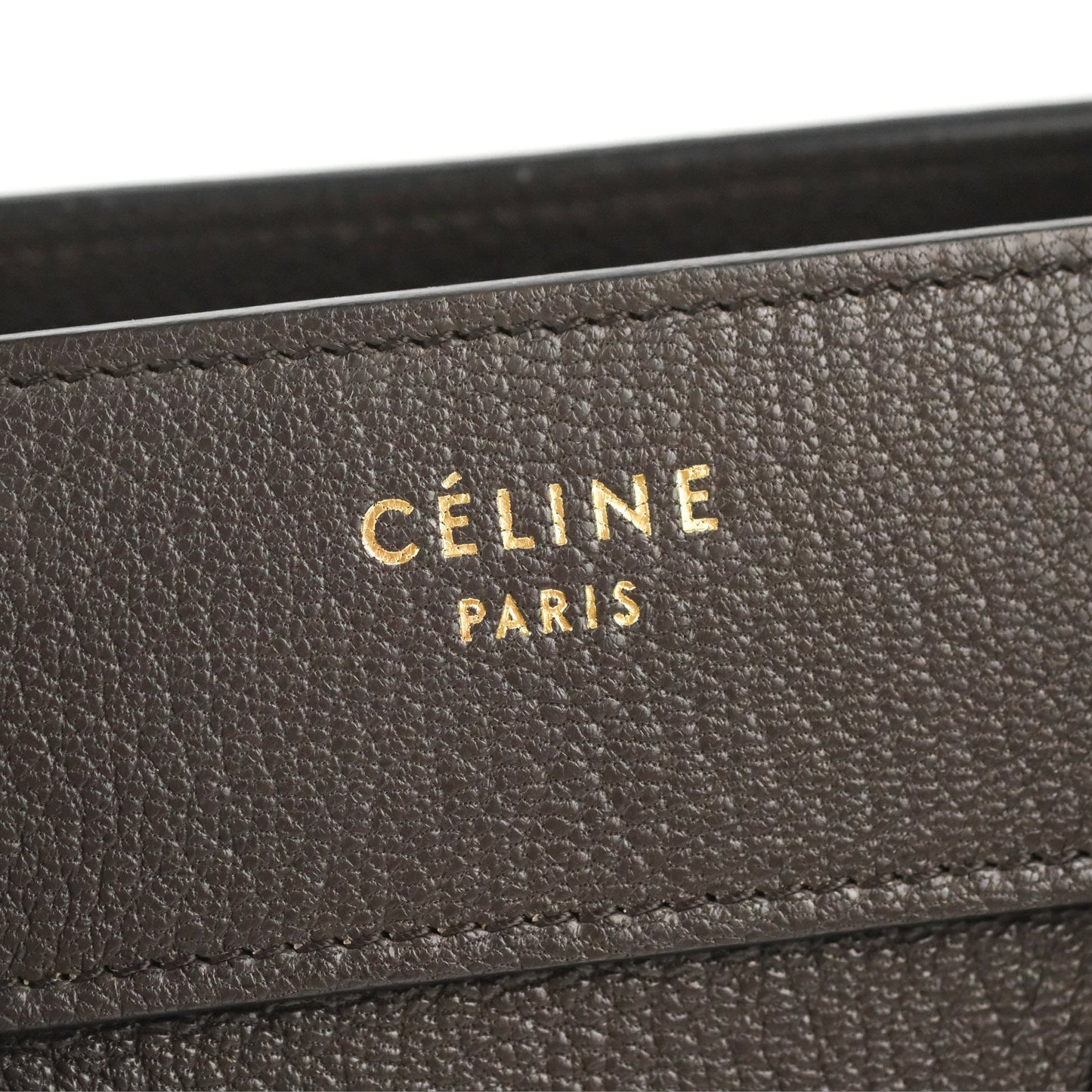 Celine Micro Luggage Handbag Dark Brown Grained Calfskin