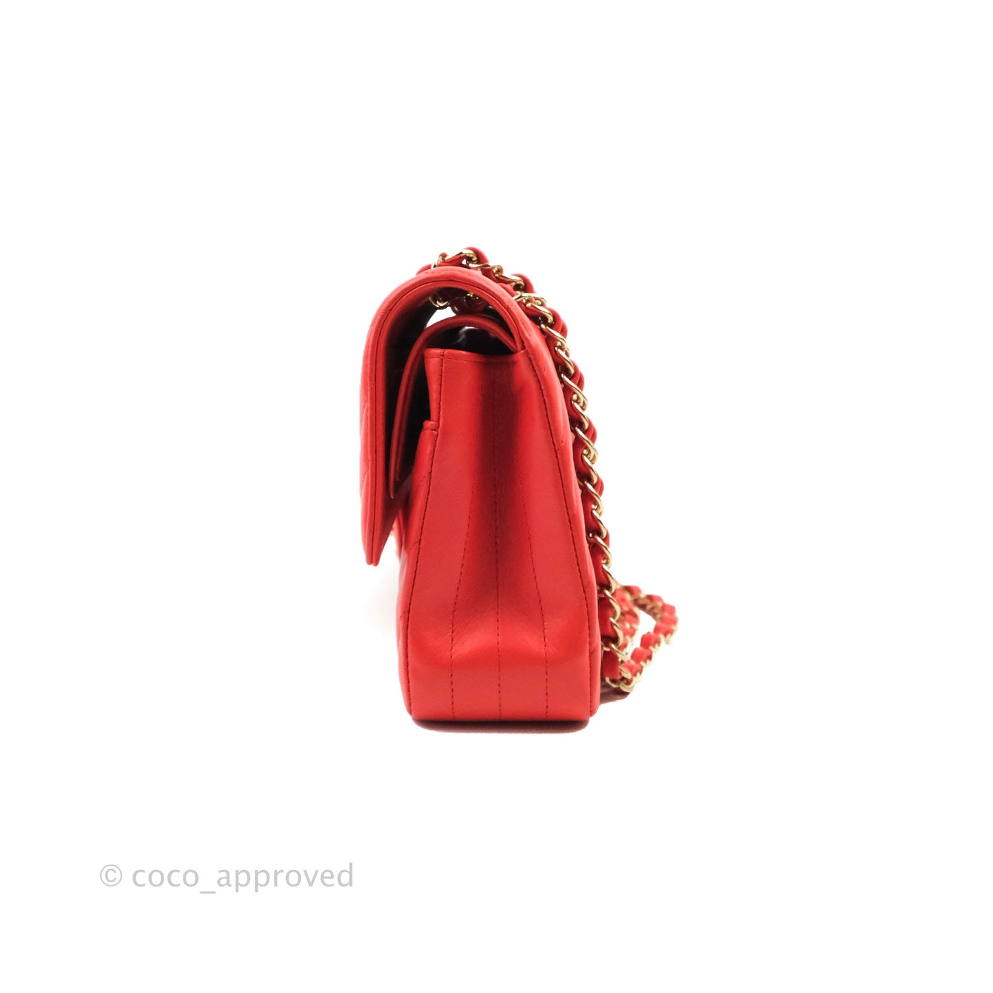 Chanel Classic M/L Medium Double Flap Brick Red Lambskin Gold Hardware