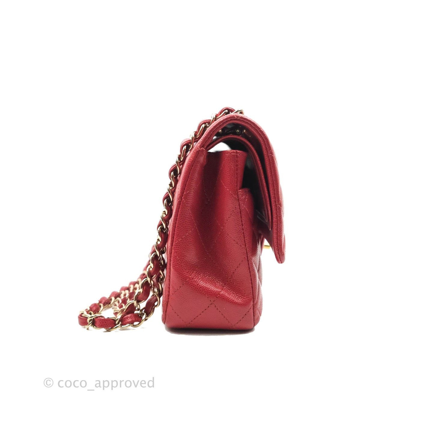 Chanel Classic M/L Medium Double Flap Red Caviar Gold Hardware