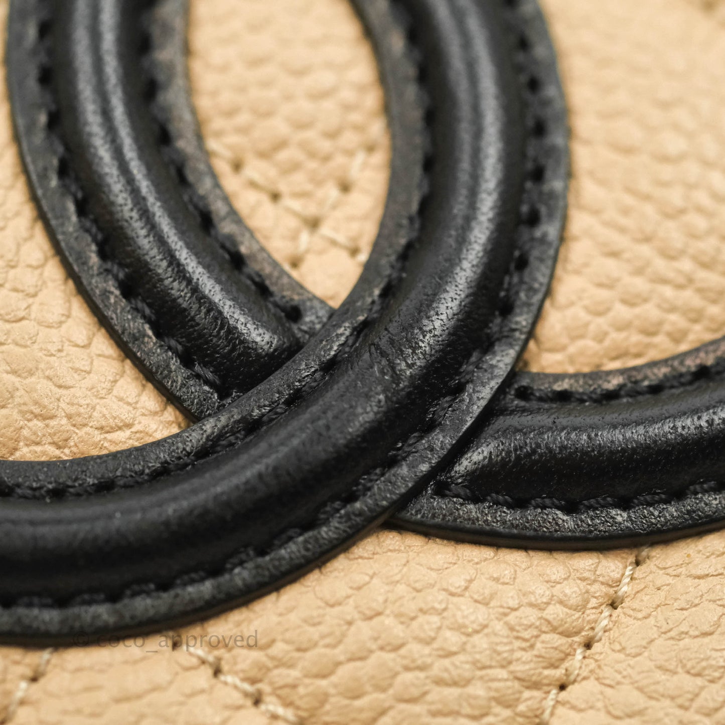Chanel Quilted Medium CC Filigree Vanity Case Beige Caviar Gold Hardware