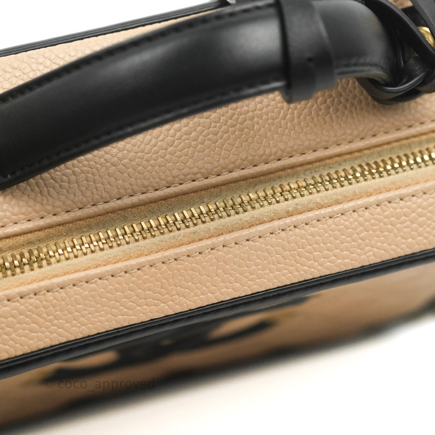 Chanel Quilted Medium CC Filigree Vanity Case Beige Caviar Aged Gold Hardware