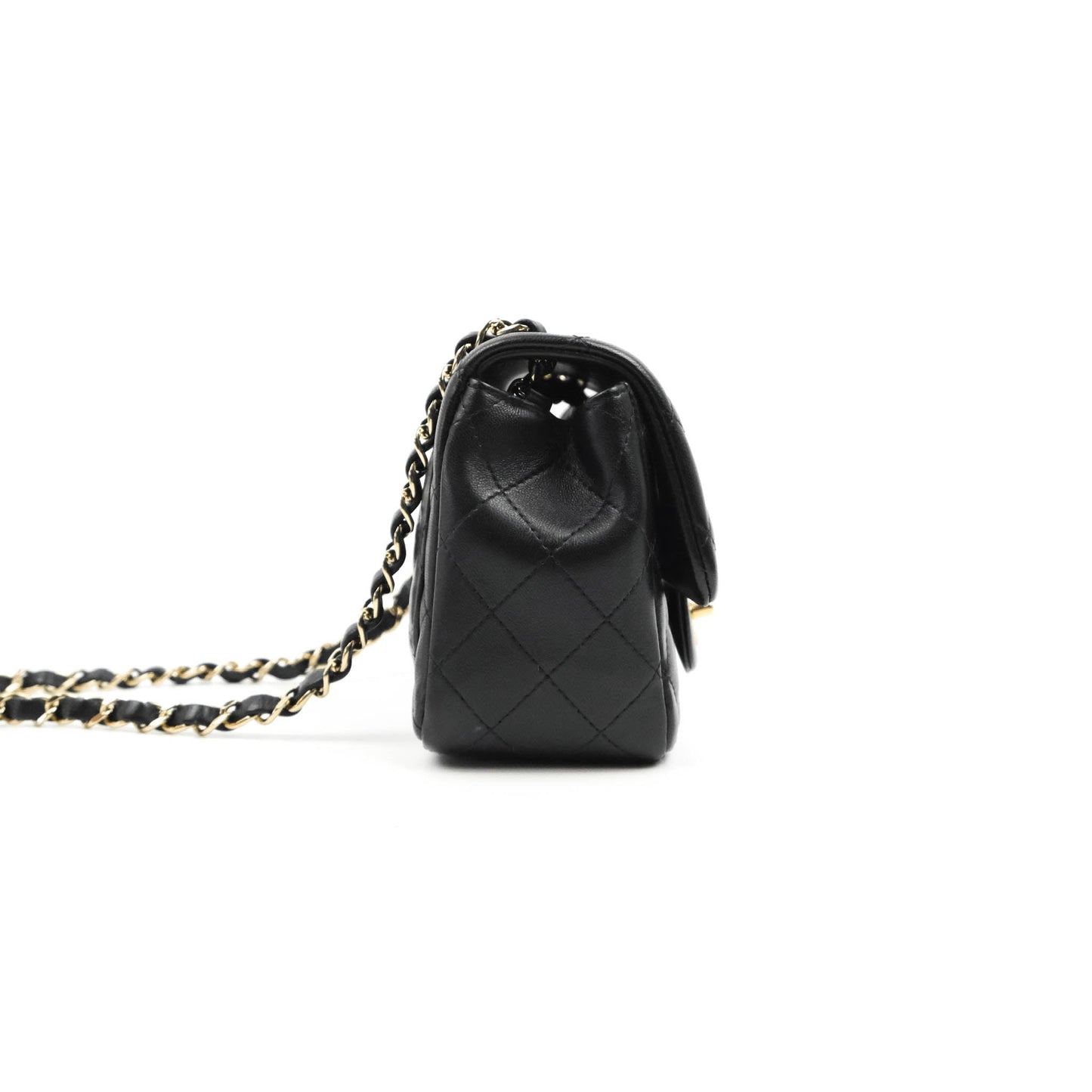 Chanel Mini Square Black Lambskin Gold Hardware