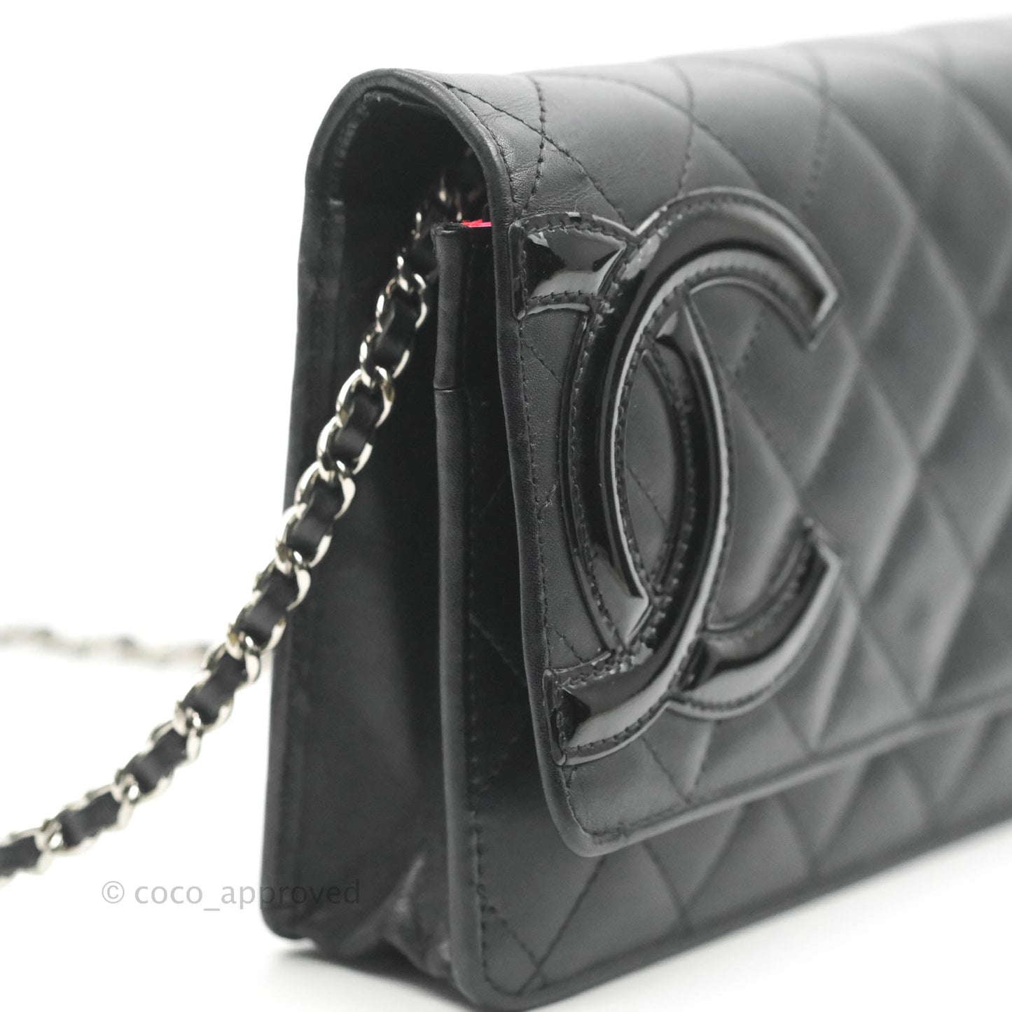 Chanel Calfskin Quilted Cambon Wallet on Chain WOC Black Silver Hardware
