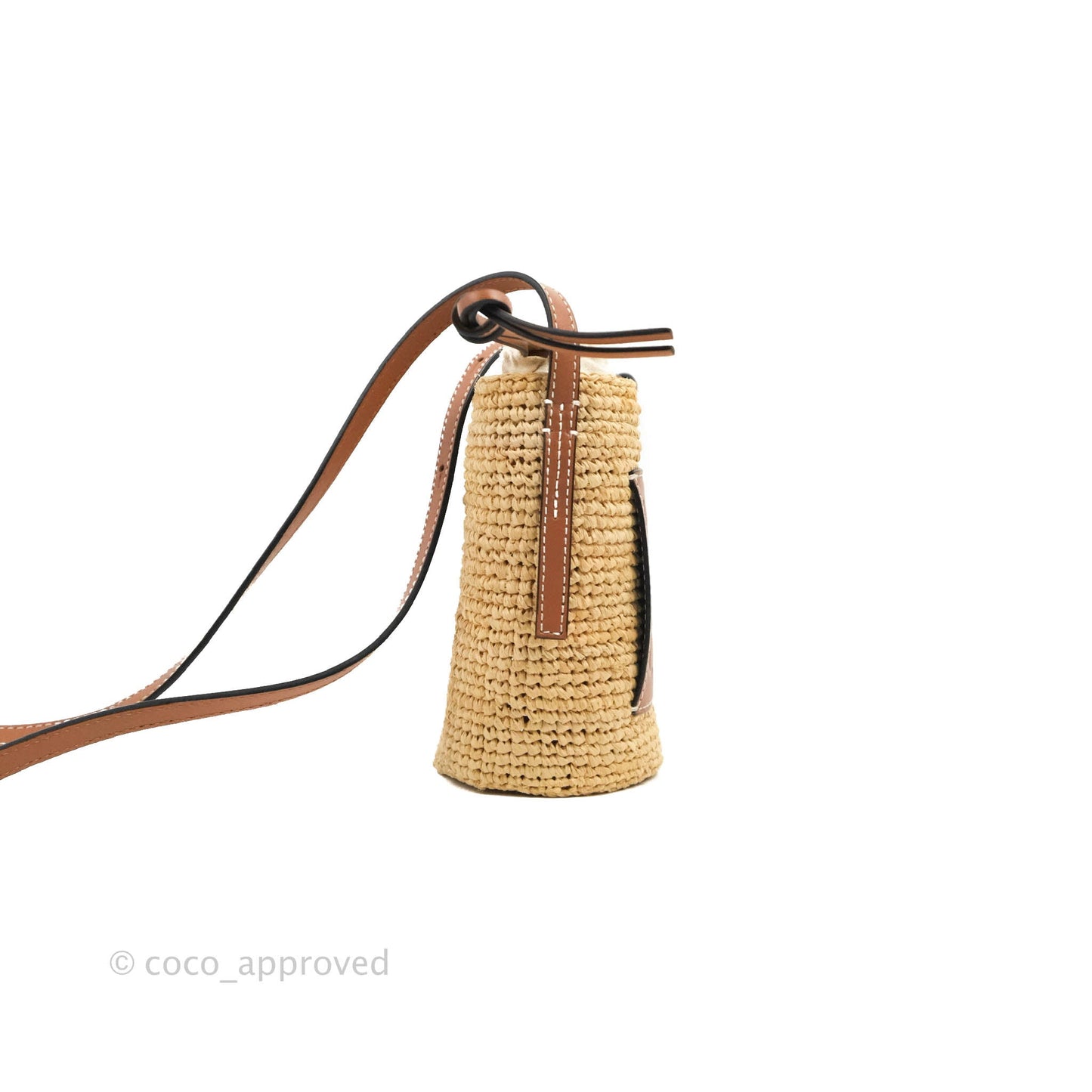 Loewe Cylinder Pocket In Raffia and Calfskin Natural/Tan