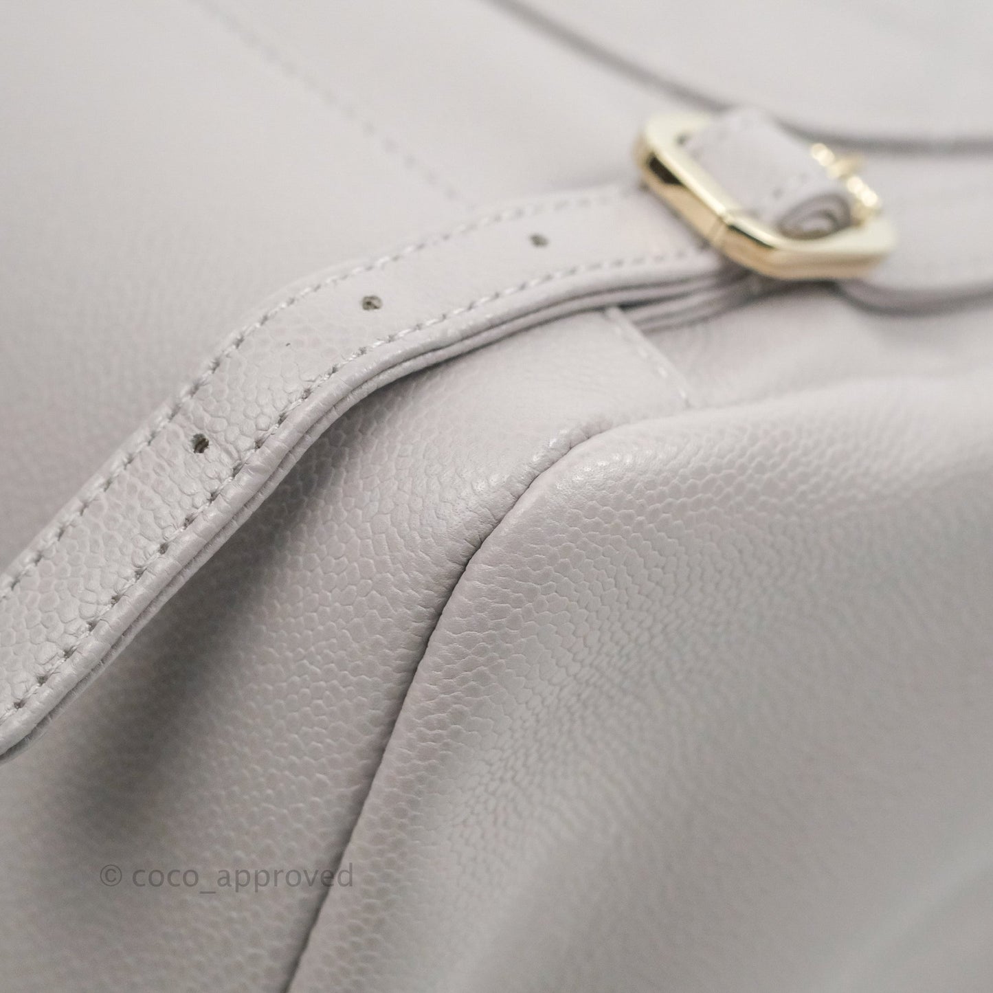 Chanel Quilted Business Affinity Backpack Grey Caviar Gold Hardware