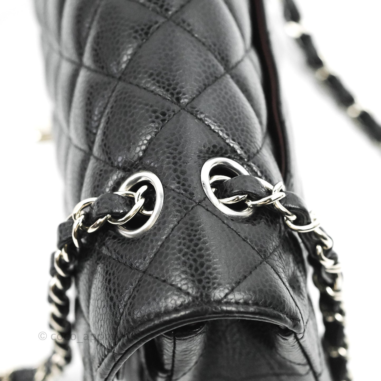 Chanel Classic M/L Medium Flap Quilted Black Caviar Silver Hardware