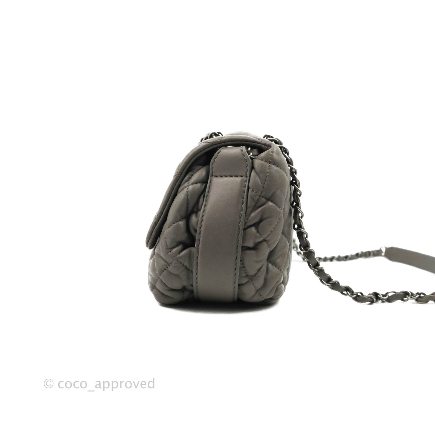 Chanel Medium Quilted Soft Accordion Flap Bag Grey Lambskin