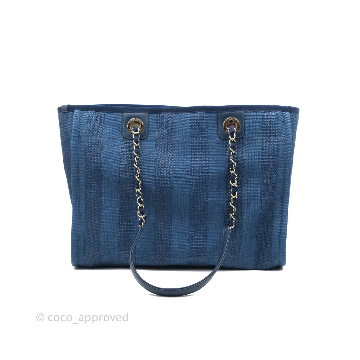 Chanel Canvas Deauville Medium Tote Blue Stripe