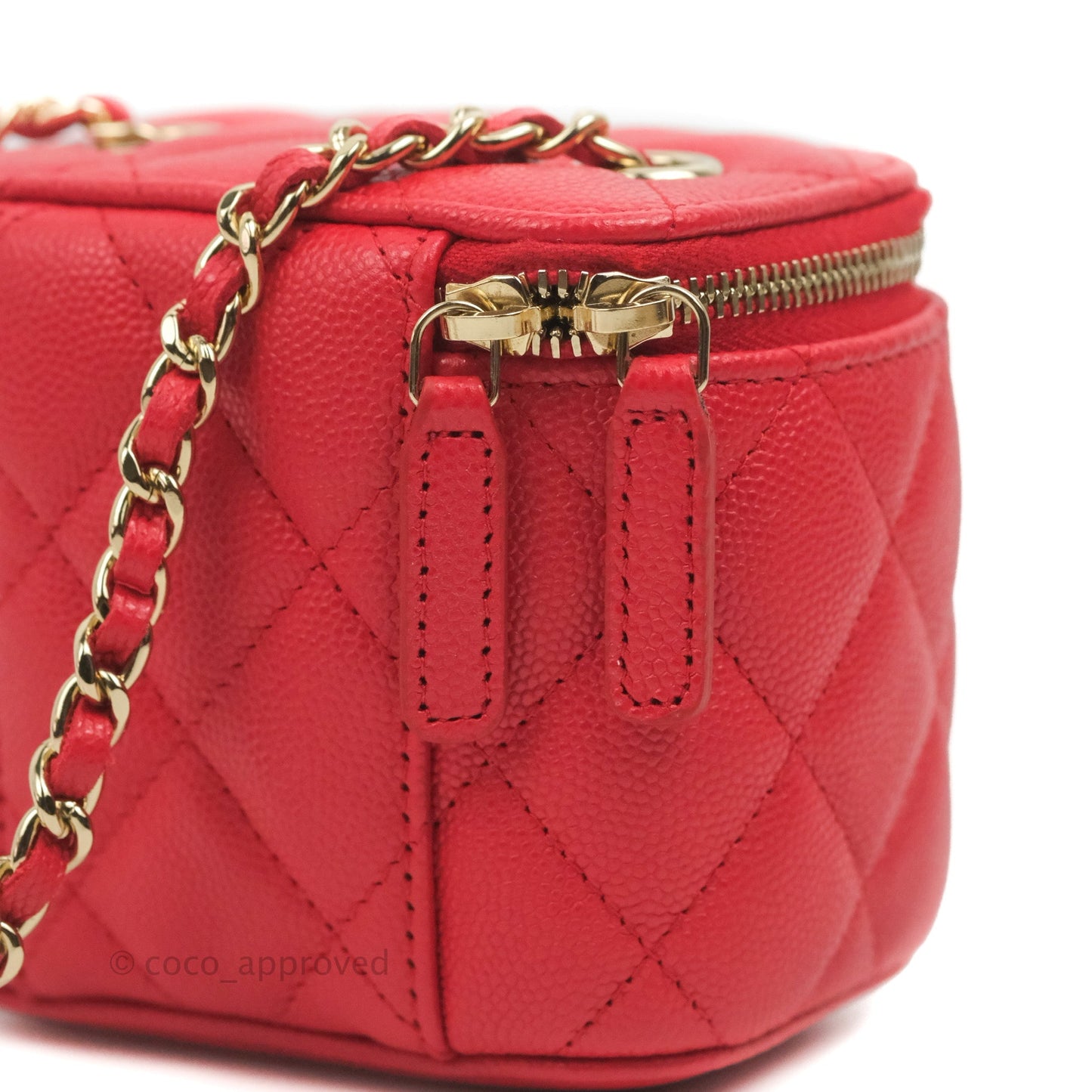 Chanel Mini Vanity With Chain Red Caviar Gold Hardware
