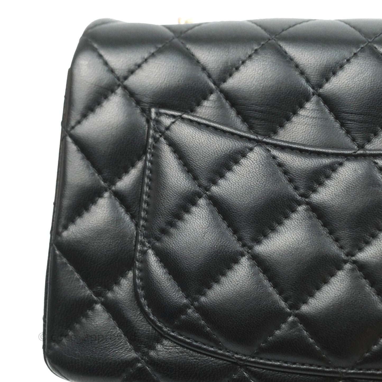 Chanel Quilted Mini Rectangular Black Lambskin Gold Hardware