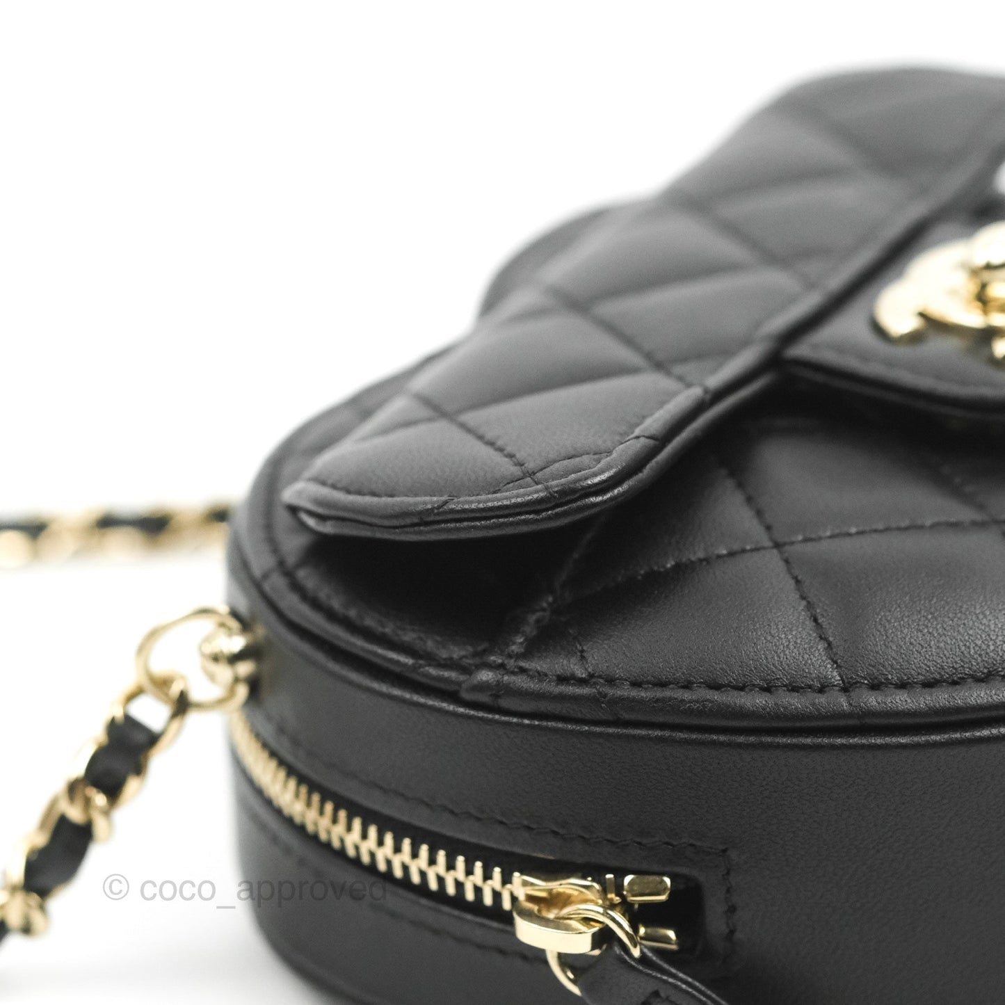 Chanel Small Heart Bag Black Lambskin Gold Hardware 22S