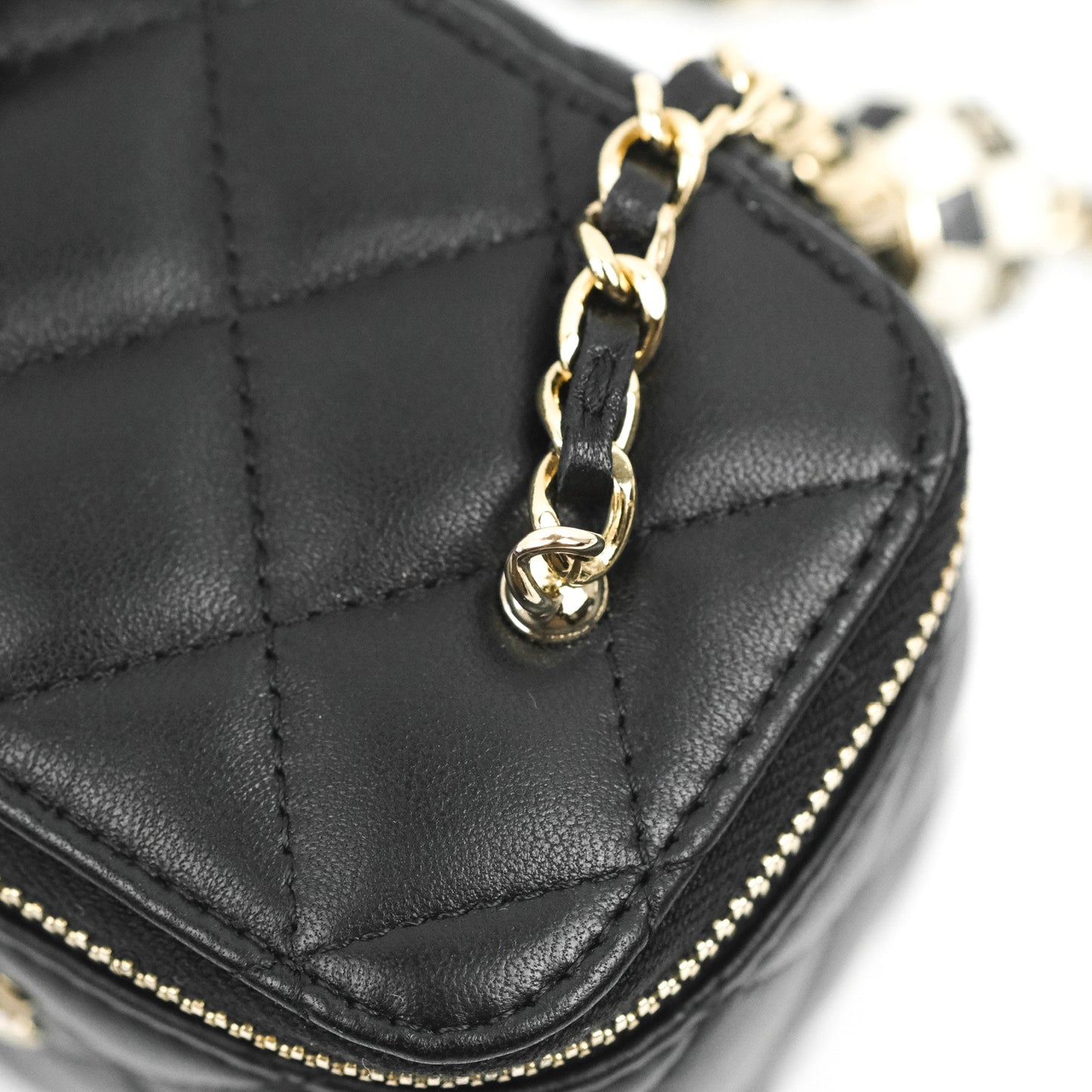 Chanel Mini Ball Crush Vanity With Chain Black Lambskin Gold Hardware