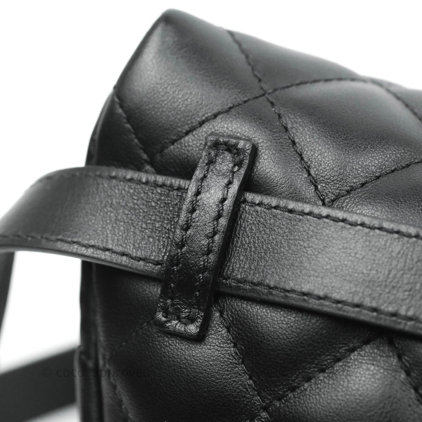 Chanel Quilted Belt Bum Bag Black Calfskin Silver Hardware (Uniform)
