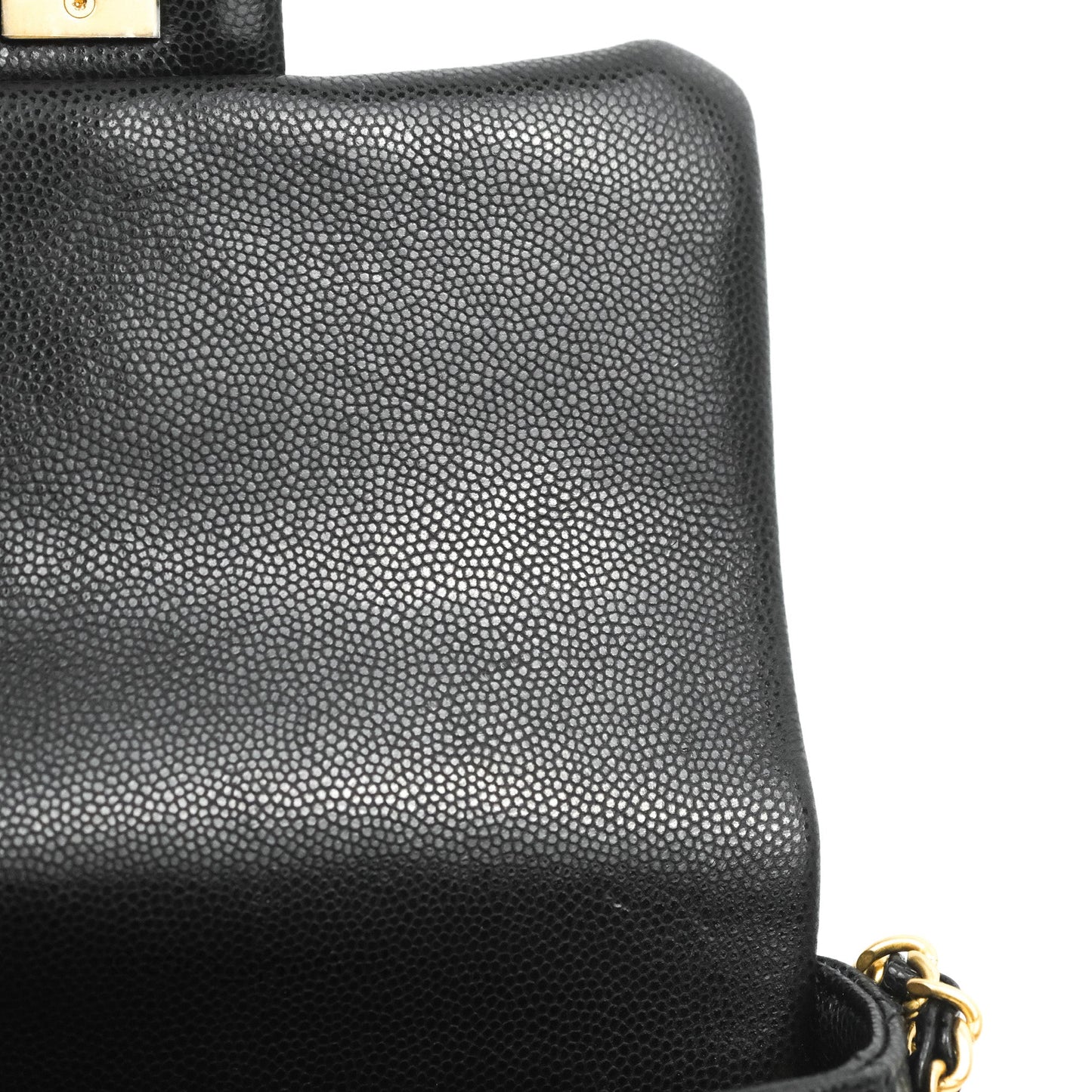 Chanel Mini Flap with Coin Charm Black Caviar Aged Gold Hardware 22A