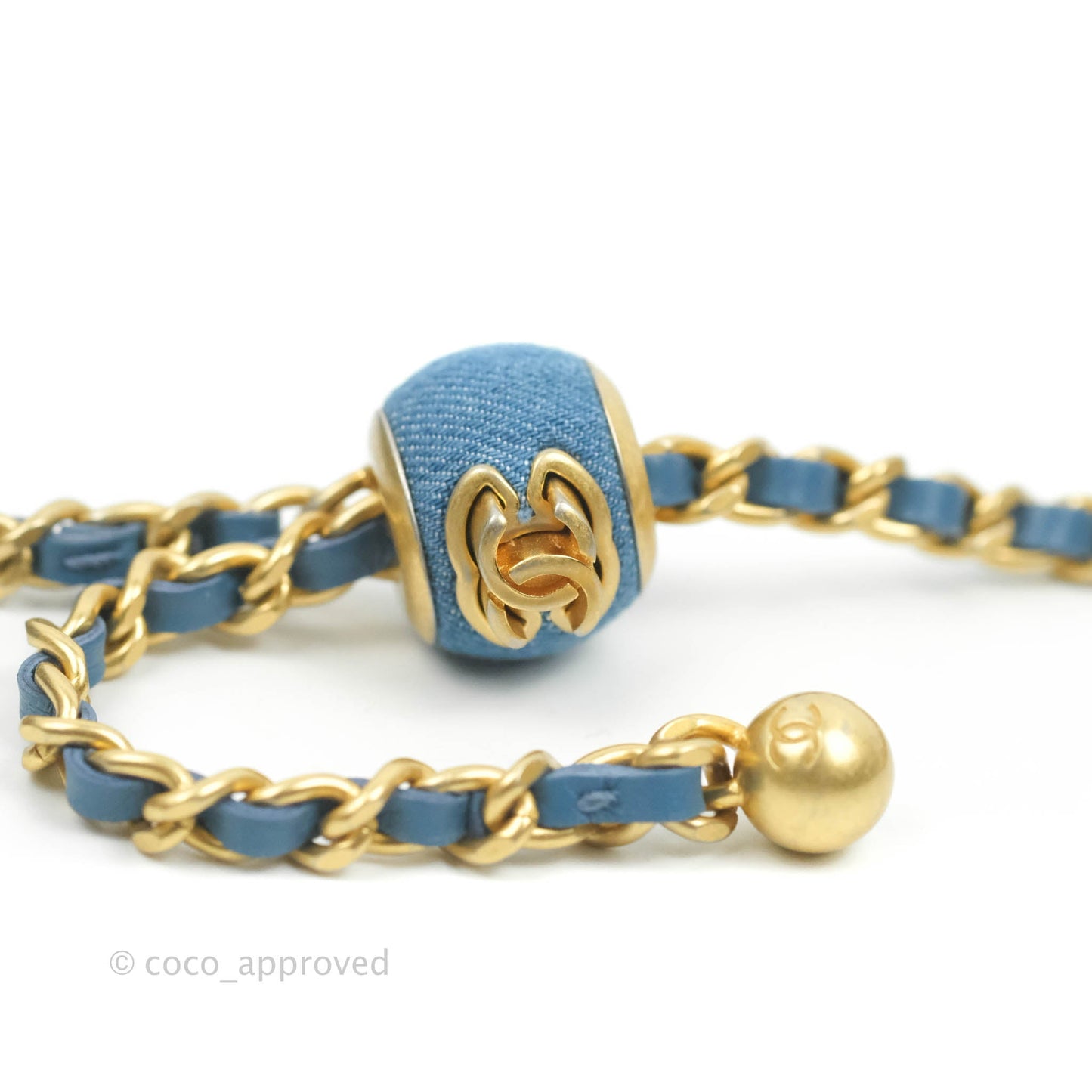 Chanel Quilted Pearl Crush Wallet on Chain WOC Denim Aged Gold Hardware