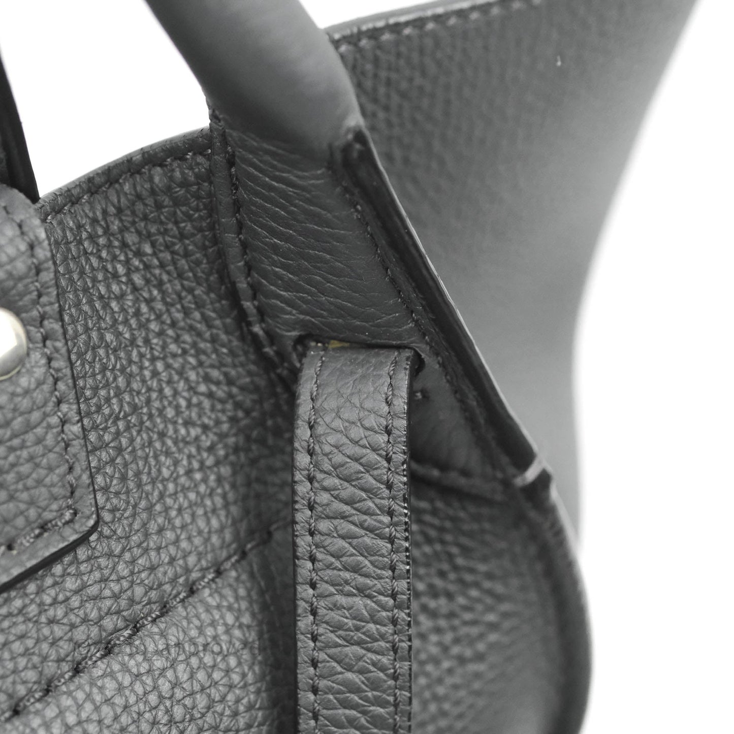 Celine Small Big Bag Black Supple Grained Leather Silver Hardware Dark Grey