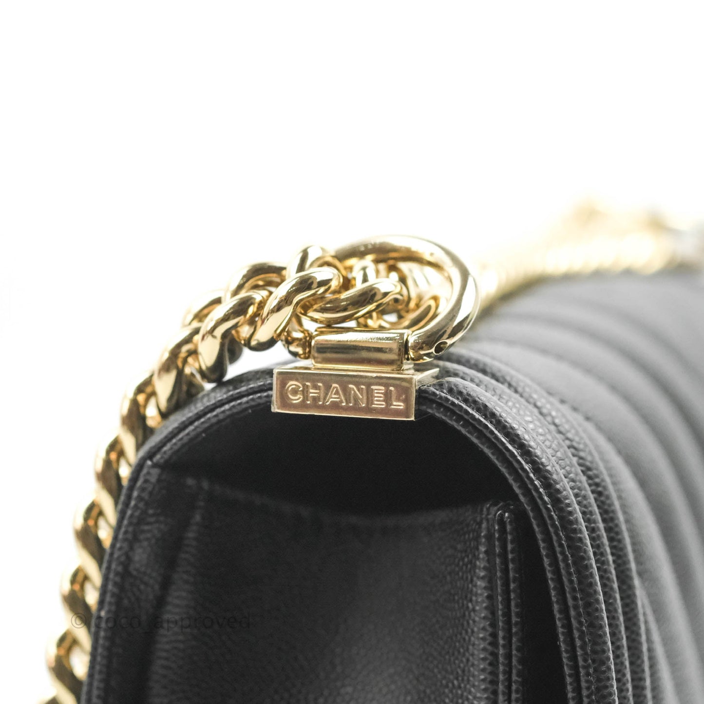 Chanel Chevron Medium Boy Black Caviar Gold Hardware