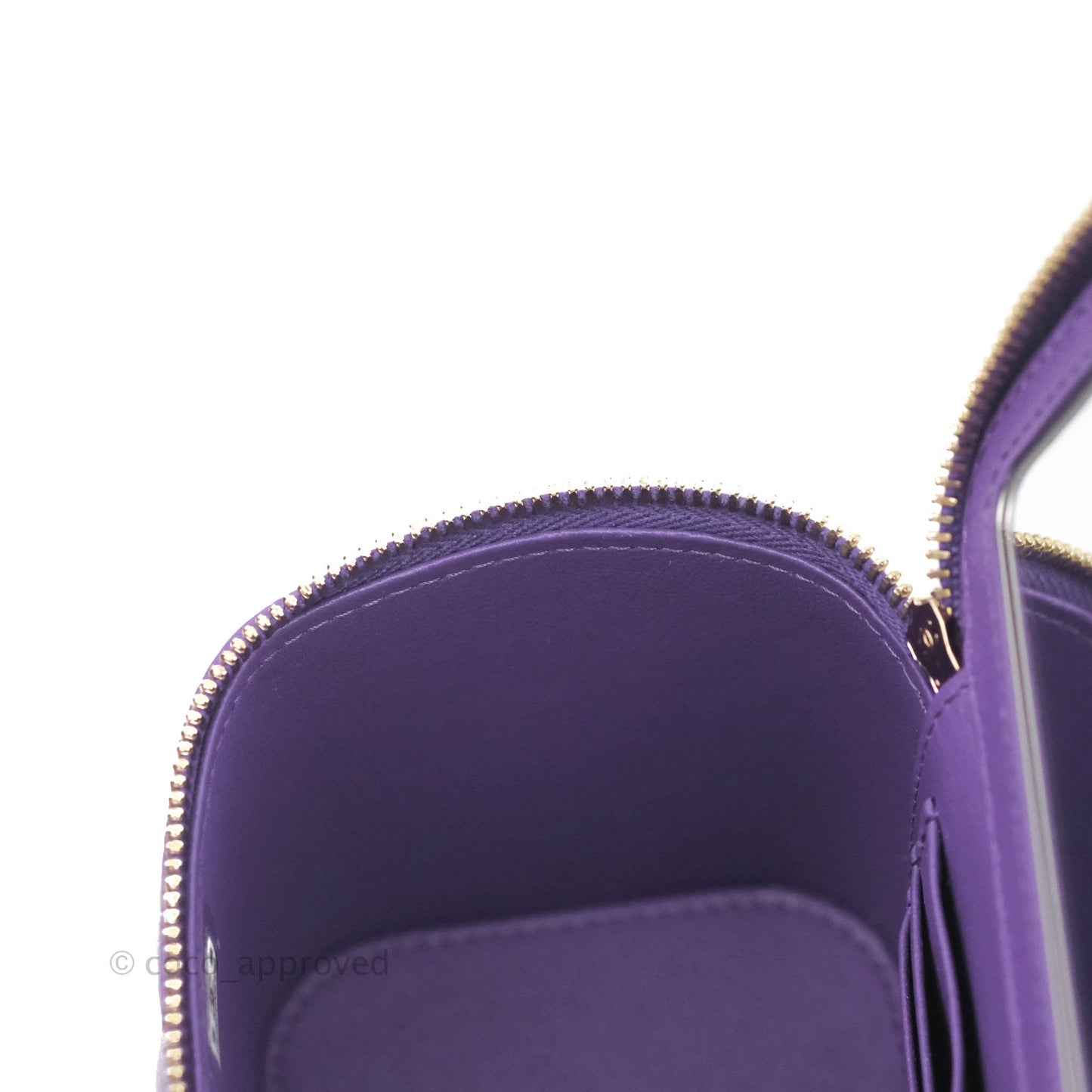 Chanel Classic Vanity Rectangular Top Handle With Chain Purple Lambskin Gold Hardware