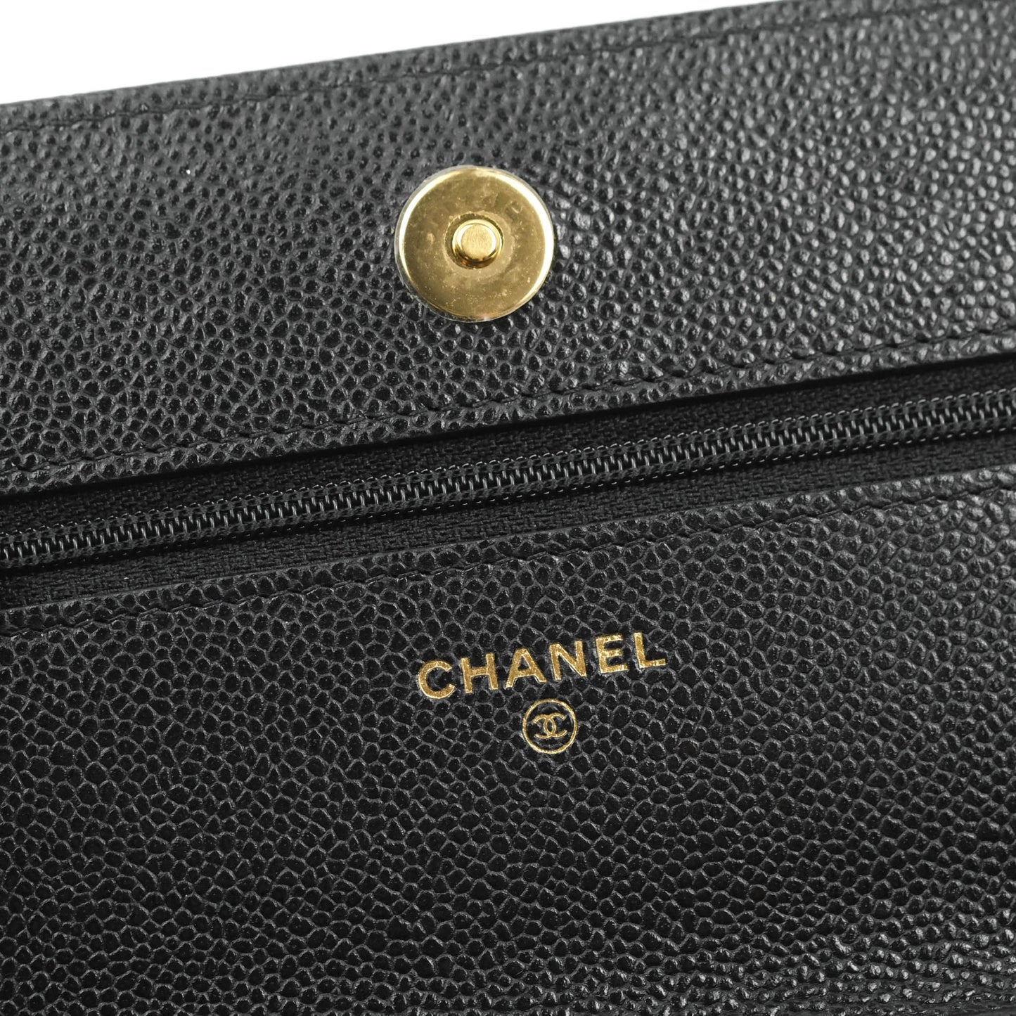Chanel Quilted Wallet on Chain WOC CC Coco Chain Black Caviar Gold Hardware