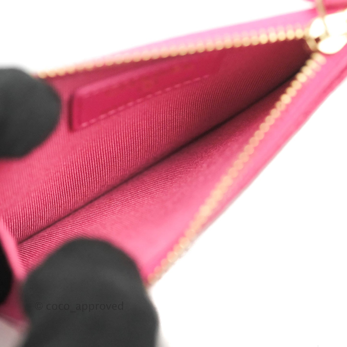 Chanel Quilted CC Zipped Card Holder Pink Caviar Gold Hardware