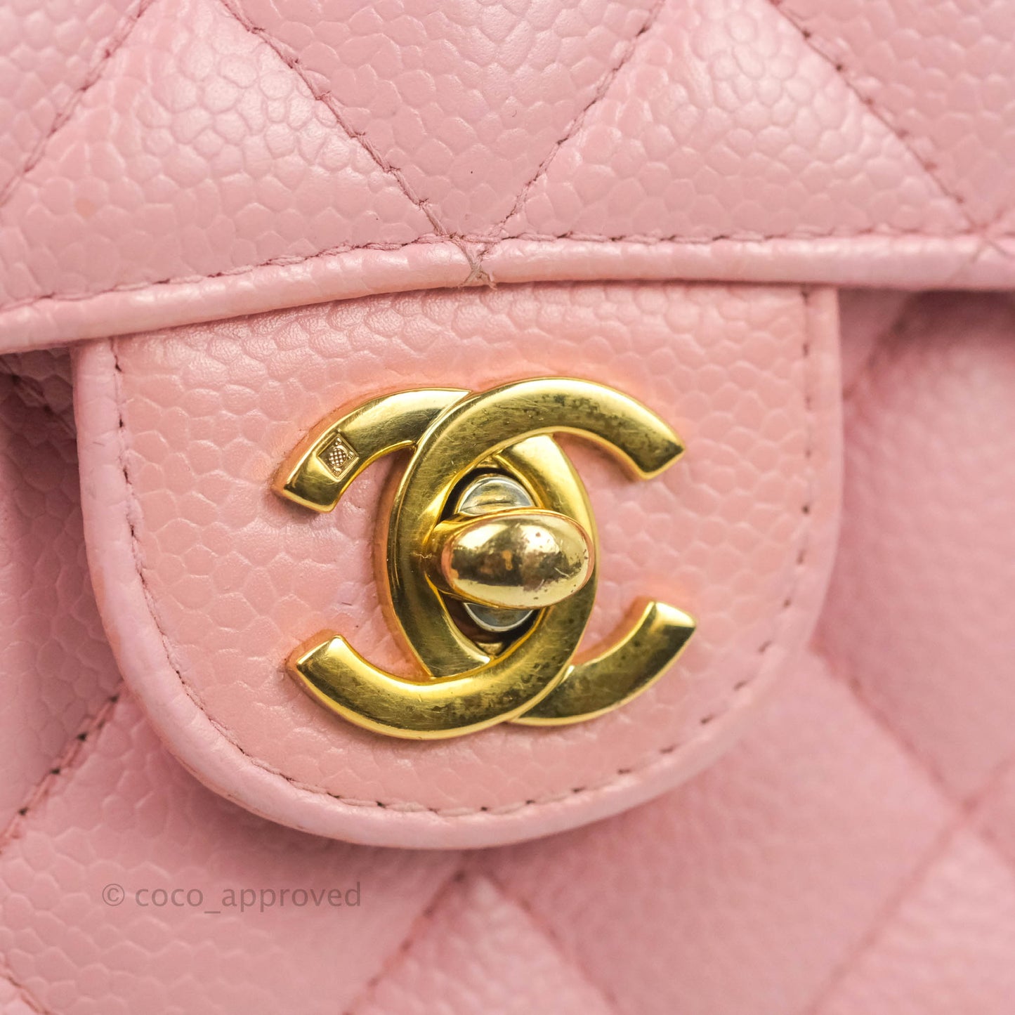 Chanel Quilted Vintage Mini Square Flap Pink Caviar Pink Hardware