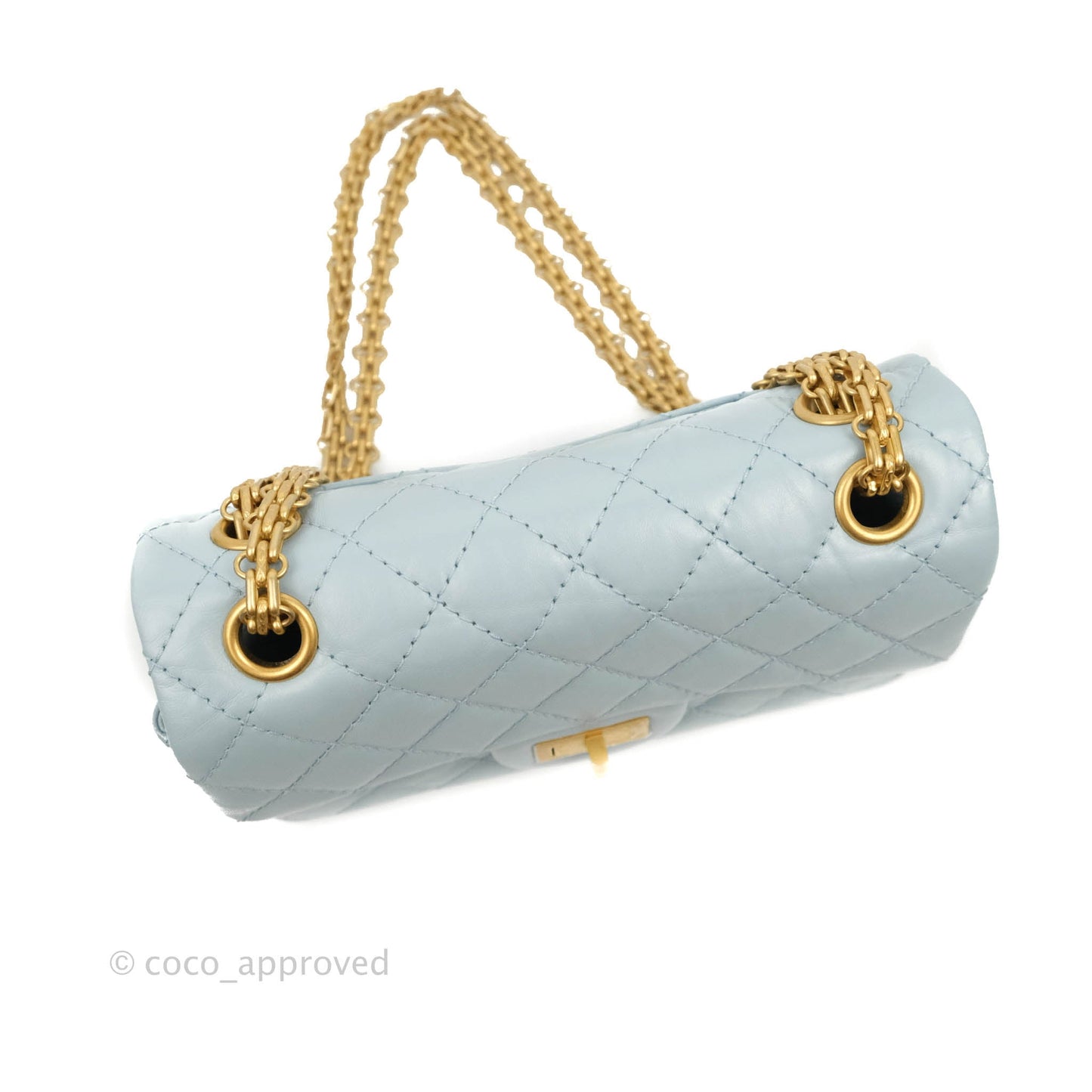 Chanel Mini Reissue 224 Light Blue Aged Calfskin Aged Gold Hardware