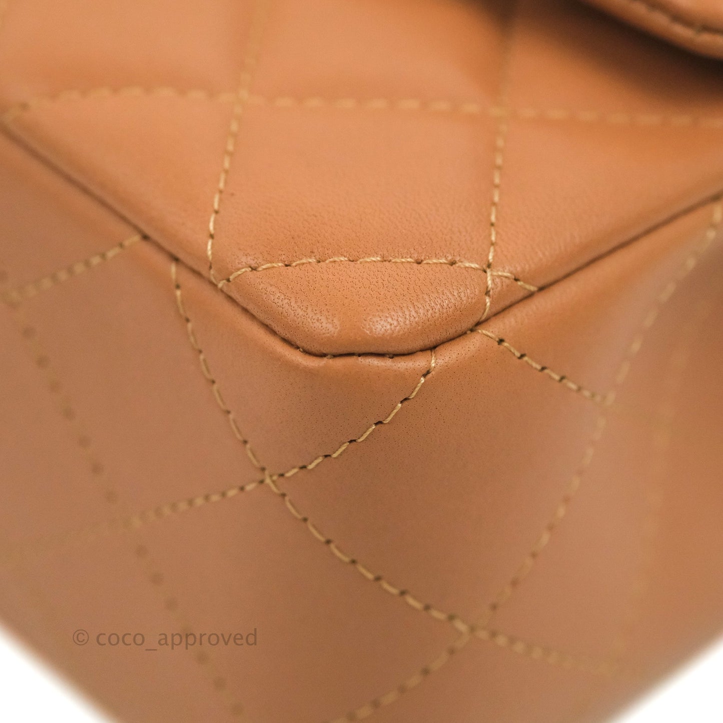 Chanel Quilted Mini Rectangular Flap Caramel Lambskin Gold Hardware 21P