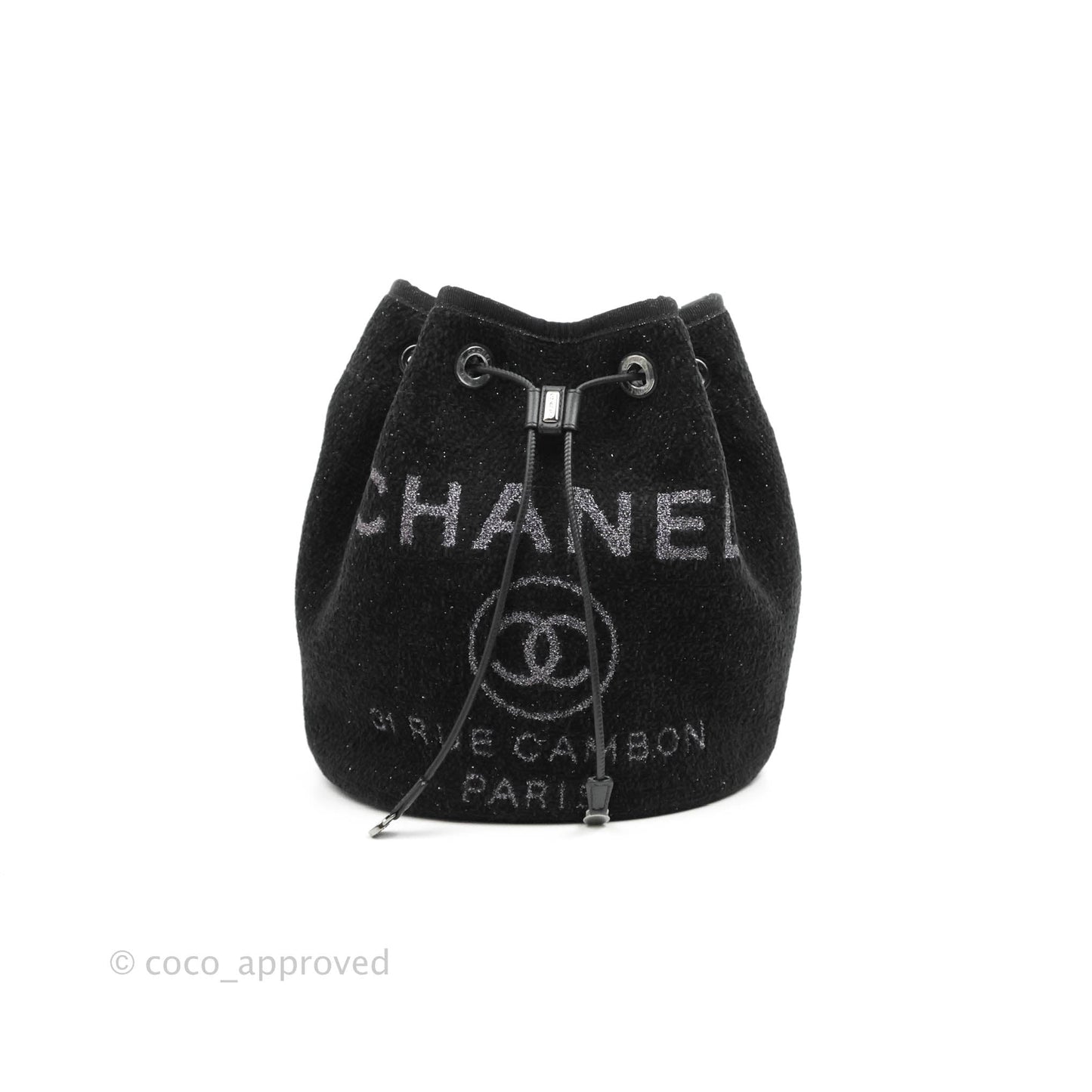 Chanel Deauville Drawstring Bag Black Glitter Lurex