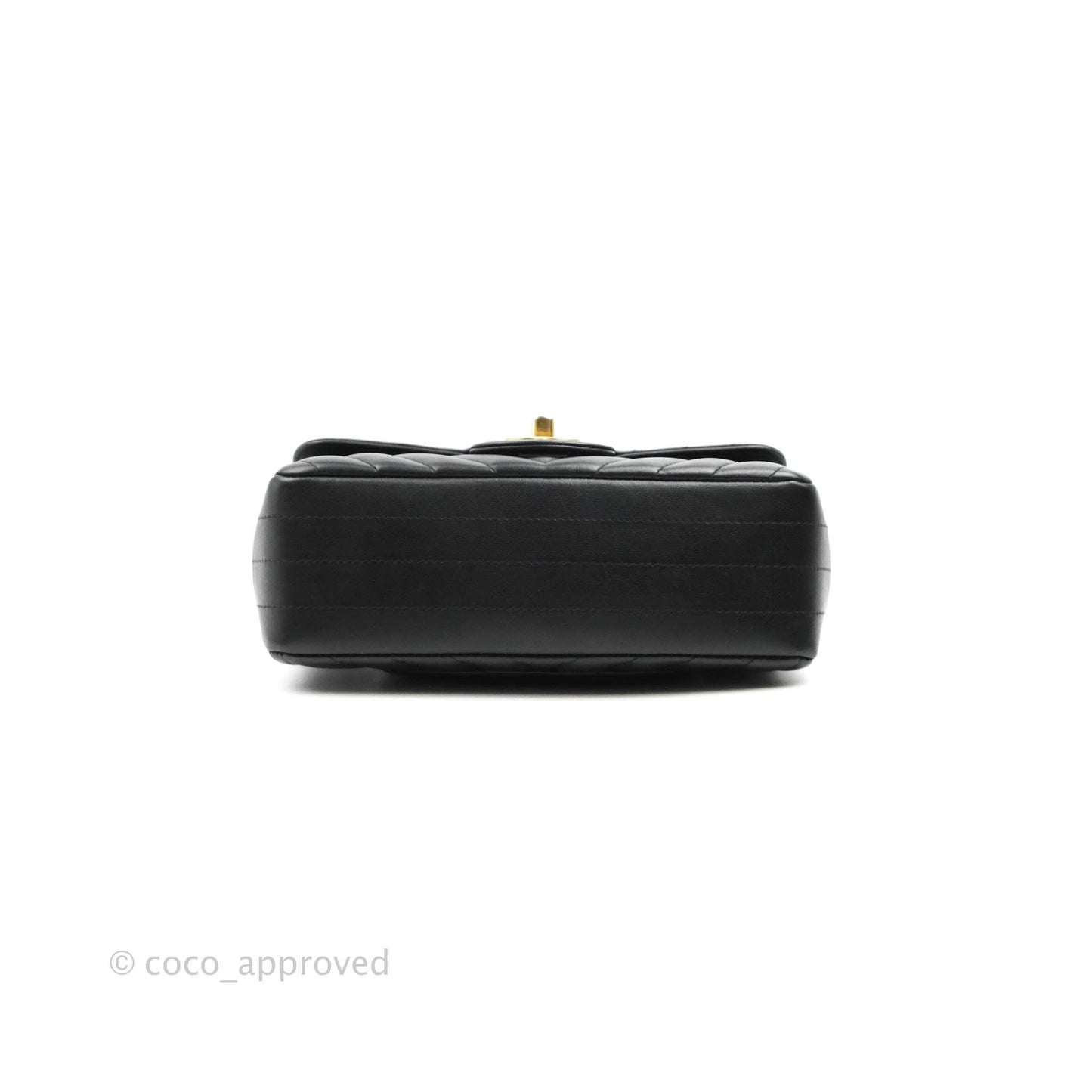 Chanel Chevron Mini Rectangular Flap Black Lambskin Aged Gold Hardware
