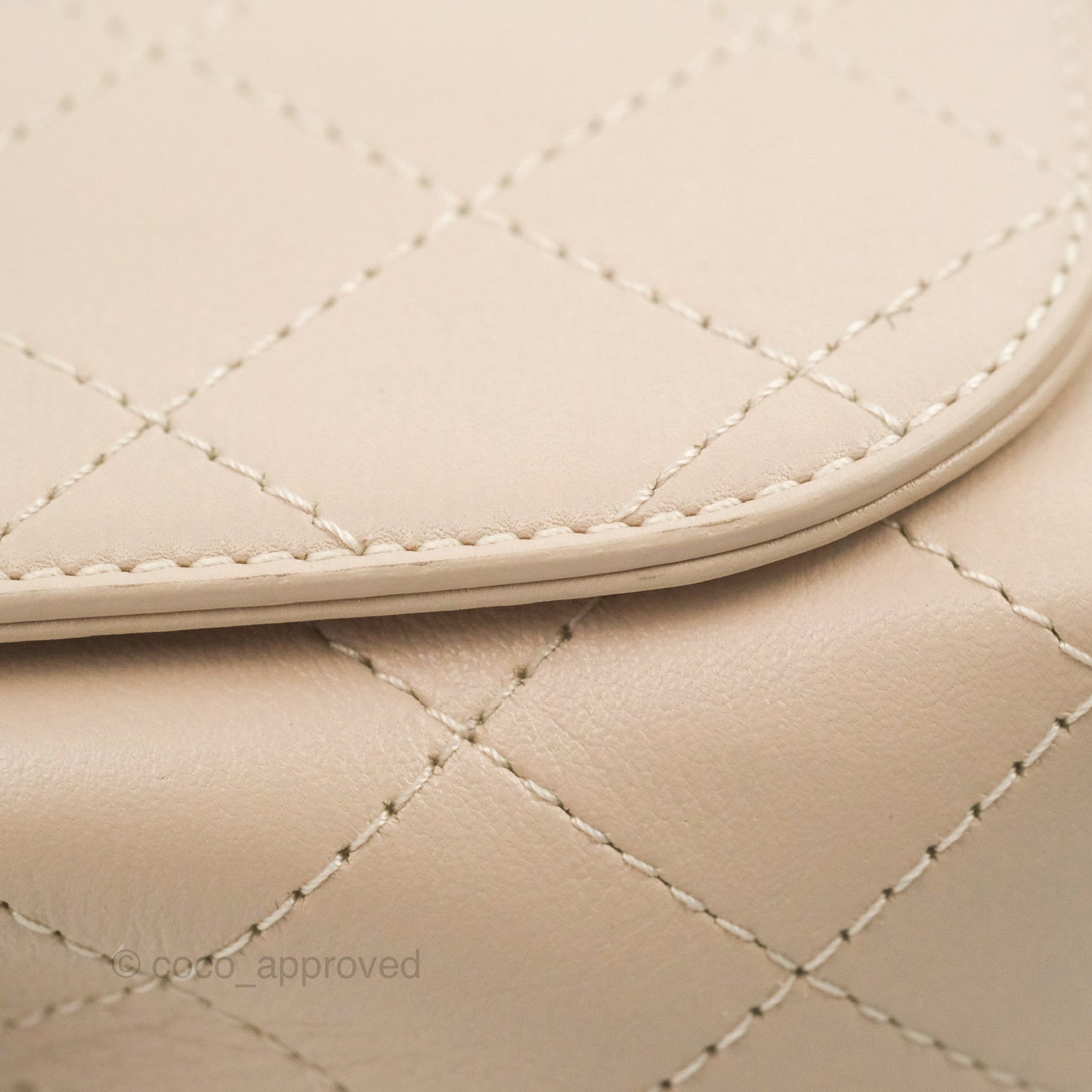 Chanel Flat Quilted Flap Bag Light Beige Calfskin Gold Hardware