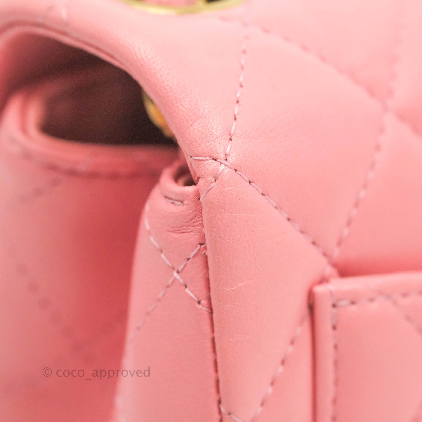 Chanel Mini Square Pink Lambskin Aged Gold Hardware
