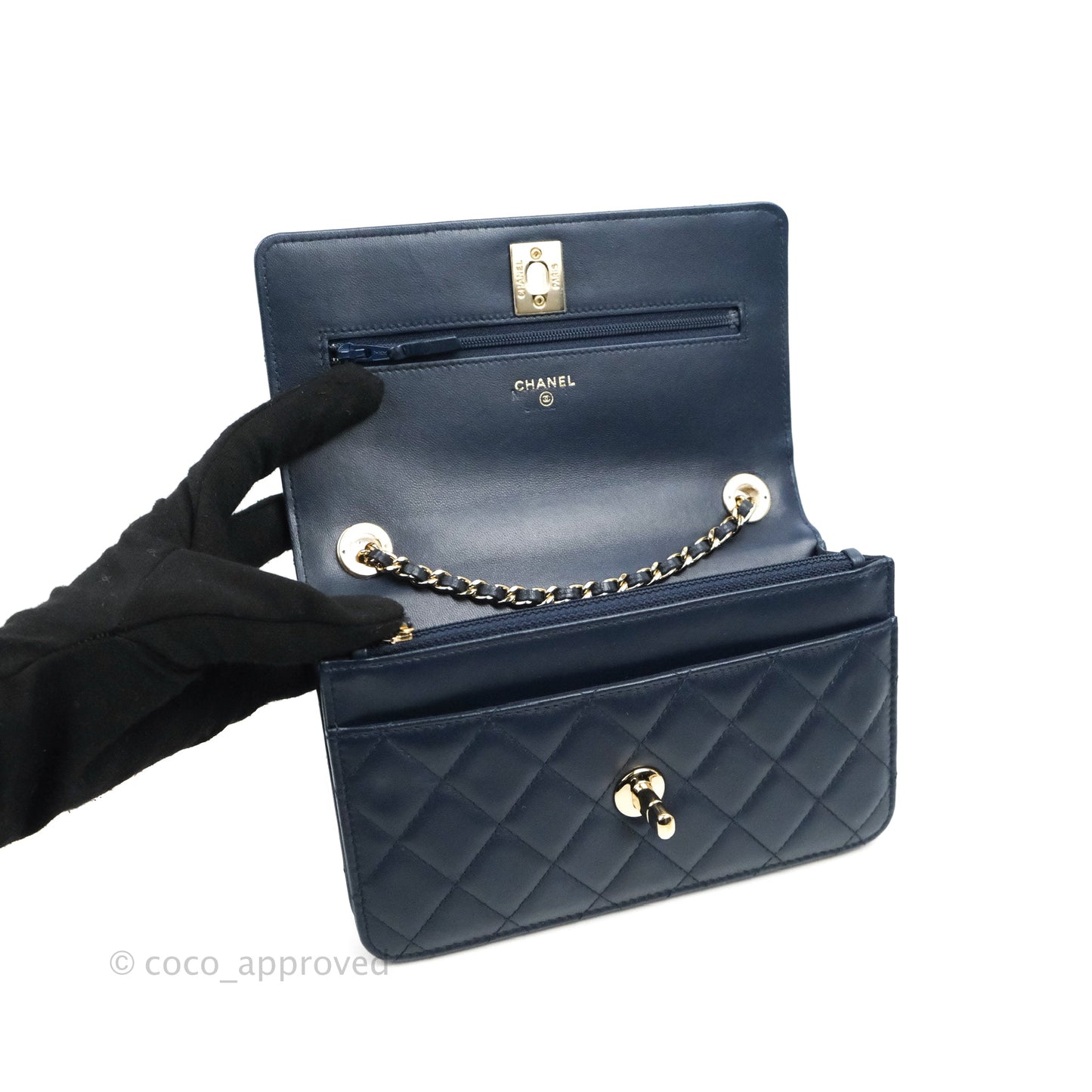 Chanel Trendy CC WOC Wallet On Chain Navy Lambskin Gold Hardware