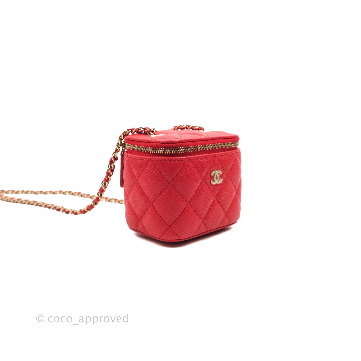 Chanel Mini Vanity With Chain Red Caviar Gold Hardware