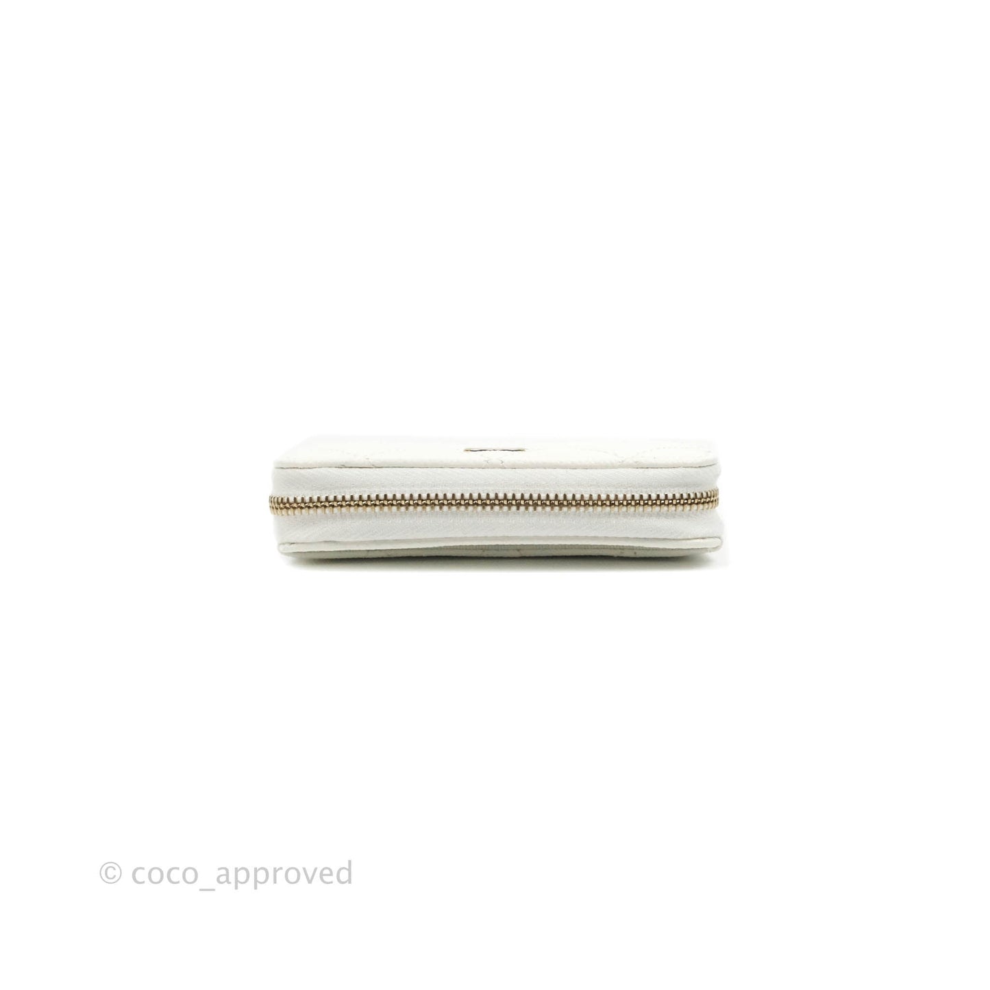 Chanel Classic Zipped Coin Purse White Caviar Gold Hardware