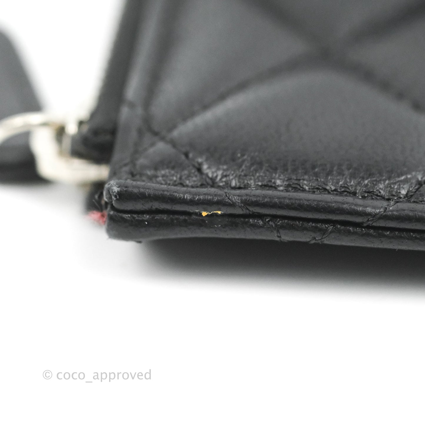 Chanel Black Lambskin Phone Holder Long Zip Wallet