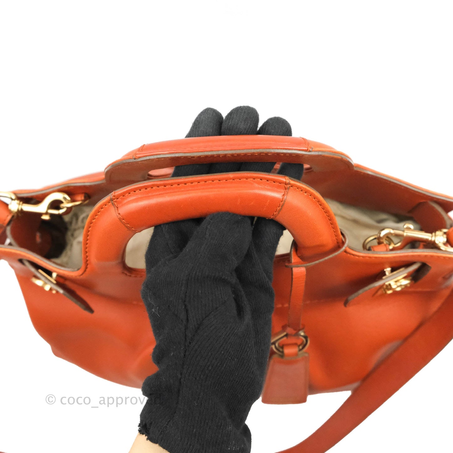 Salvatore Ferragamo Orange Top Handle Bag With Strap